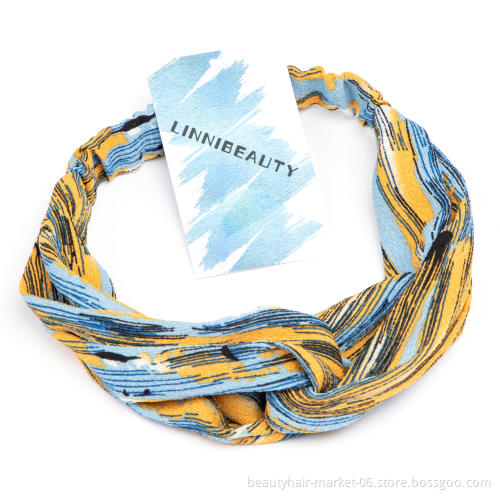 Linni Beauty Women Colorful Twisted Knotted Head Wrap Elastic Turban Headband for Wig and Hair Style
